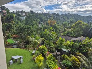 a view of a garden with trees and buildings at The Kandyan Legends in Kandy