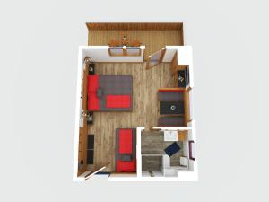 a rendering of a small floor plan at Haus Alpenflora ''Premium Sommerkarte inklusive'' in Flirsch