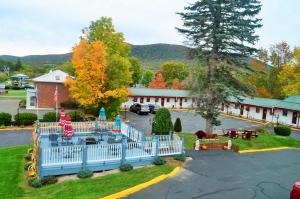 an aerial view of a parking lot in front of a building at Williamstown Motel in Williamstown