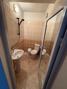 a bathroom with two toilets and a sink at къща Солунови in Dobrinishte