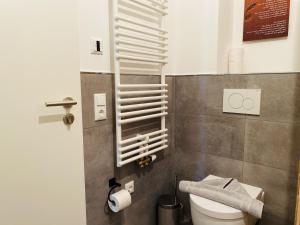 a bathroom with a white toilet in a room at Ferienwohnung Auszeit in den Parkvillen Carlota und Candela Baabe in Baabe +12 photos