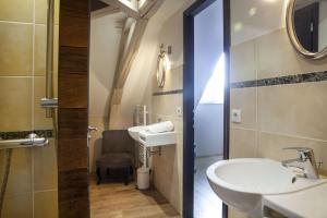 a bathroom with a sink and a mirror at Gîte de la Crayère in Gionges +11 photos