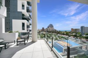 an apartment balcony with a view of the city at Calpe Silver Tower 5B in Calpe