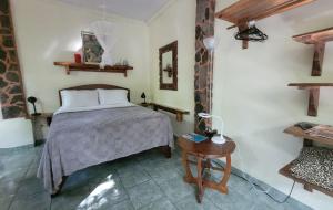 a bedroom with a bed and a table at Nature Lovers Quepos in Quepos
