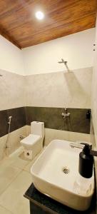 a bathroom with a sink and a toilet at The Jungle Gate Villa in Udaipur