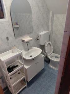 a bathroom with a sink and a toilet and a mirror at Zlatibor Tornik View in Zlatibor +59 photos