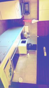 an overhead view of a kitchen with a counter top at Le Chalet in Les Costes-Gozon