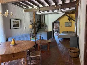 a living room with a couch and a table at Mas Costa in Sant Ferriol