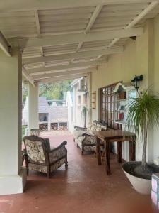 a living room with couches and a table with a tree at Boschberg Cottage in Somerset East