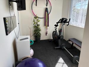 a room with some exercise bikes in a room at Casa Rural Aires de Mondalindo in Bustarviejo
