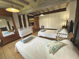 a bedroom with two beds in a room at Le bourrut in Luglon