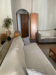 a living room with two large beds in it at Stylish Suite in Larisa
