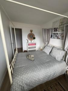 a small bedroom with a bed with a canopy at Le 306 Beauvert Parking gratuit in Grenoble