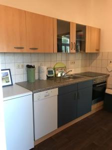 a kitchen with a sink and a counter top at Gutshaus Breesen in Laage