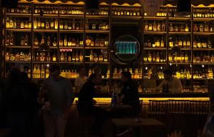 a group of people standing at a bar at Elephant In The Room in Istanbul