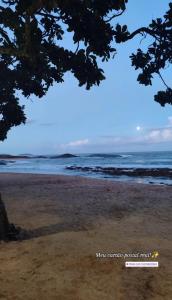 a view of the beach from under a tree at Apartamento Completo I Suíte Casal in Guarapari