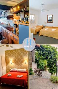 a collage of four pictures of a hotel room at Hostal del Sur in Mar del Plata +173 photos