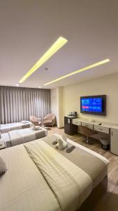 Телевизор и/или развлекательный центр в Sky Hotel