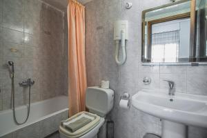 a bathroom with a toilet and a sink and a shower at Hotel Villa Apollonia Delphi in Delphi