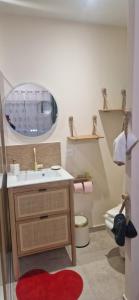 a bathroom with a sink and a mirror at Le cabanon du plaisir in Montpellier