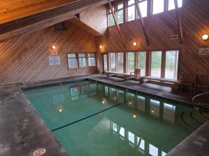 an overhead view of a swimming pool in a building at The Waves in Cannon Beach