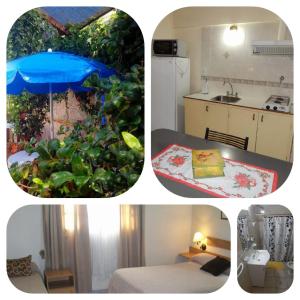a collage of four pictures of a kitchen and a house at Complejo turistico ALOJARTUR in San Rafael