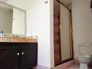 a bathroom with a toilet and a sink and a mirror at Casa Amari - Para 17 Personas - Grupos y Eventos in Morelia +10 photos