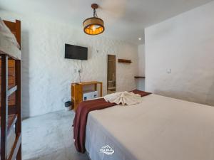 a bedroom with a large bed and a tv at Pousada Vila Bella Icaraí in Icaraí