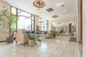 a lobby of a store with chairs and plants at Hotel King in Rimini