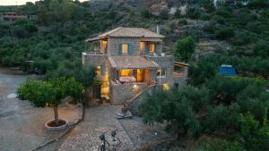 an aerial view of a house with a tree at Anatoli in Kardamyli