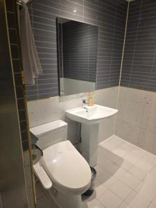 a bathroom with a white toilet and a sink at DK hotel in Incheon +12 photos