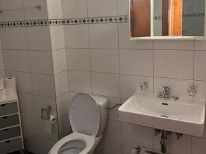 a bathroom with a toilet and a sink at Apartment in Veysonnaz with pool in Veysonnaz
