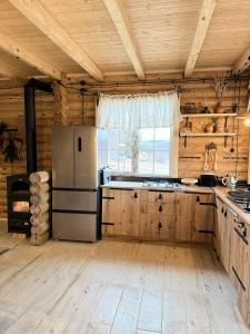 a kitchen with a refrigerator and a stove at Birtvisi Dream House in Abrameti +26 photos