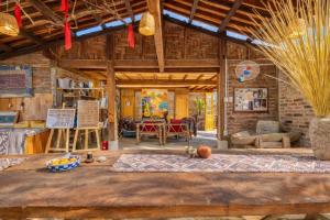 a living room of a wooden house at PaoDzung Homestay Sapa in Sapa