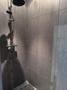 a shower with a shower head in a bathroom at Le Montagnon in Lupé +6 photos