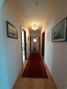 a hallway with a red carpet in a house at Apartments Nadine Mljet Komfort mit Meerblick in Okuklje +51 photos