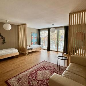 Voodi või voodid majutusasutuse Nest Natur Hostel toas