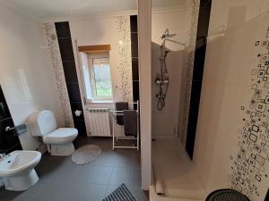 a bathroom with a toilet and a sink at Casa do Pastana in Ancião +25 photos