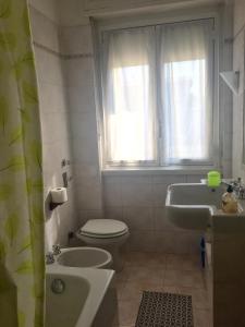łazienka z toaletą, umywalką i oknem w obiekcie Il Cedro Argentato w mieście Monza