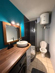a bathroom with a sink and a toilet at Cozy cocoon in La Madeleine in Cayenne +14 photos