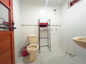 a bathroom with a toilet and a sink at Ruby Grey Suite in Mineral de Angangueo