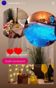 eine Collage aus zwei Bildern eines Schwimmbeckens in der Unterkunft Wine Suite b&b in Torricella