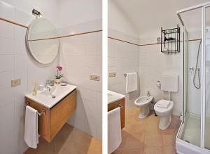 two pictures of a bathroom with a sink and a toilet at Parasio - Mareri apartments in Imperia +5 photos