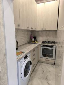 a kitchen with a washer and a washing machine at Апарт-Отель Rozi in Svalyava