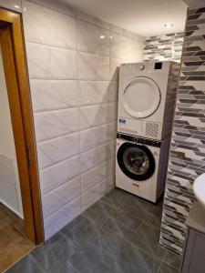 a washing machine in a bathroom with a washer at Alex Meißner App 2 in Großalmerode