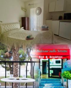a room with a bed and a table and a kitchen at Ill Balcone sullo stretto in Reggio di Calabria +18 photos