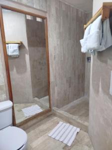a bathroom with a shower with a toilet and towels at Casa de Ines y Victoria in Valladolid +64 photos
