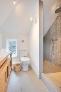 a bathroom with a toilet and a walk in shower at 3 Bed in Croyde oc-croyco in Croyde +12 photos
