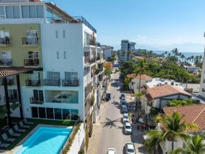 an aerial view of a city street with buildings at Life Bucerias in Bucerías