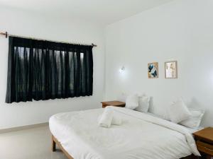 a bedroom with two beds and a window at Grace villa in Mandrem